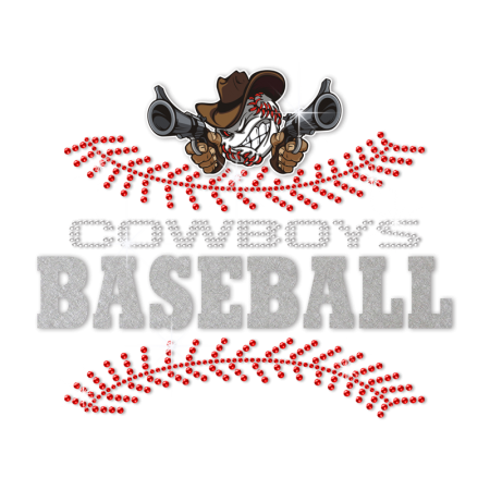 Cowboys Baseball Hotfix Rhinestone Glitter Transfer